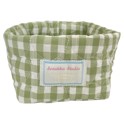 有趣琳 57202 夹棉柔软格子收纳篮桌面杂物护肤品化妆整理化妆