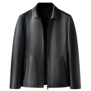 男士皮衣2025新款春季加绒加厚中年爸爸男装海宁真皮牛皮夹克外套