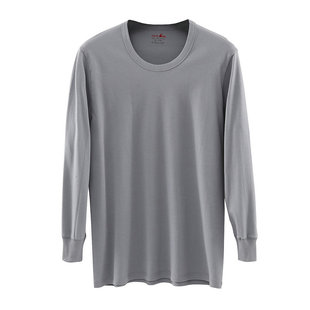 春秋老年人秋衣男薄款纯棉圆领高领爸爸单件大码宽松全棉长袖内衣