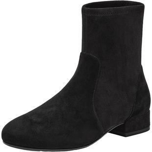 Bata时装靴女2025冬季新款羊皮弹力复古通勤粗跟短筒靴65131DD5