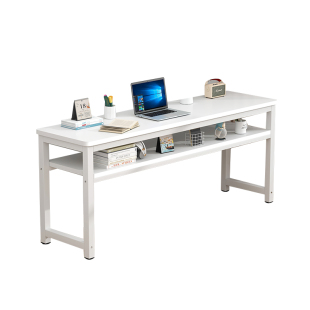 实木长条桌双层电脑桌卧室家用长方形简易书桌小户型窄靠墙工作台