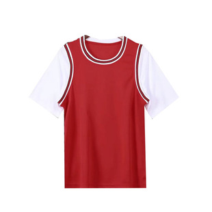 篮球服套装男女定制球衣班服假两件短袖韩版成人儿童运动比赛队服