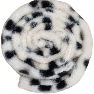 2025周给给韩版围脖女秋冬斑点百搭仿皮草毛茸茸围巾毛脖套毛绒