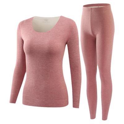 德绒发热保暖内衣女士无痕套装