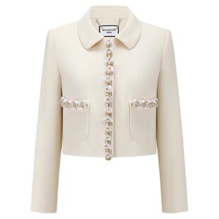 SHRO ENRO 2026春季新款修身手工贴钻织带短外套半裙高级时尚套装