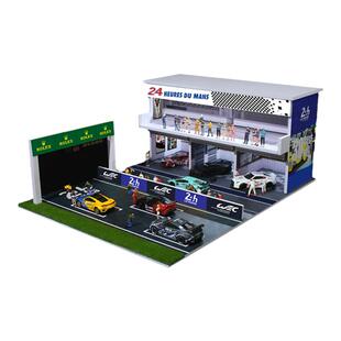 勒芒24H耐力赛车模型场景1:64立体建筑收纳仿真合金车模灯光摆件