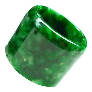 缅甸翡翠干青扳指祖母绿干青铁龙生满色男女款玉石扳指戒指玉指环