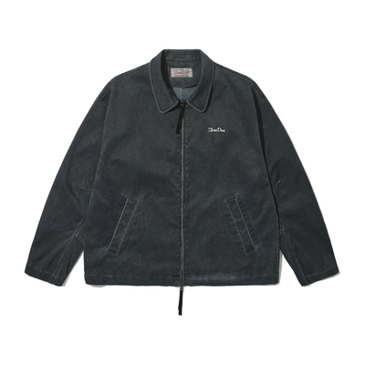 水洗翻领拉链短款夹克外套