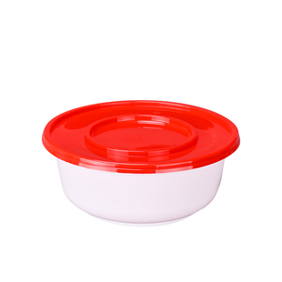 特厚白碗底红盖一次性餐盒圆形外卖便当打包饭盒日式汤碗密封不漏