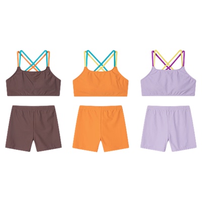 SUNNYWHITEGreen喜光童装夏季儿童泳衣女童分体背心式度假海边