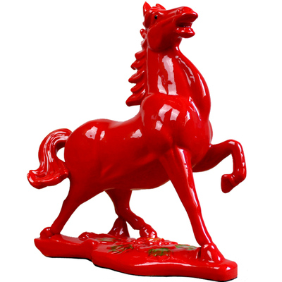 红色办公室招财风水唐三彩陶瓷马