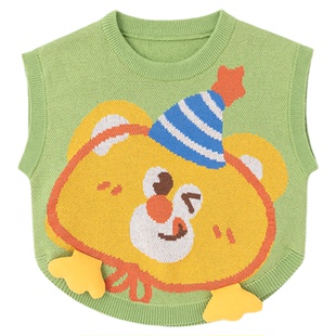 [100%纯棉]儿童马甲春季宝宝毛衣背心春装男童上衣女童马夹坎肩秋