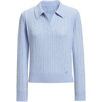 红袖商场同款HOPESHOW2025春季新款女装复古绞花POLO领套头针织衫