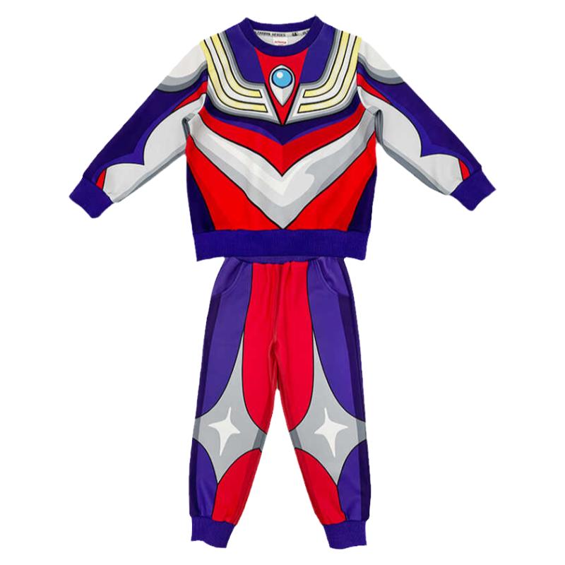 奥特曼衣服男童卫衣套装发光秋季新款儿童女孩运动服春秋男宝痞帅