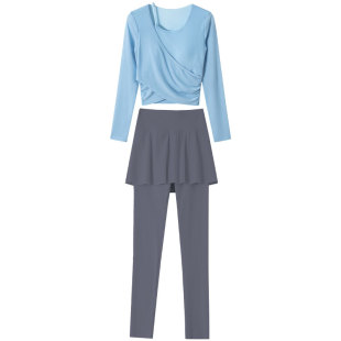 紫色瑜伽服套装女2026新款普拉提训练舞蹈练功运动健身裤裙爬山衣