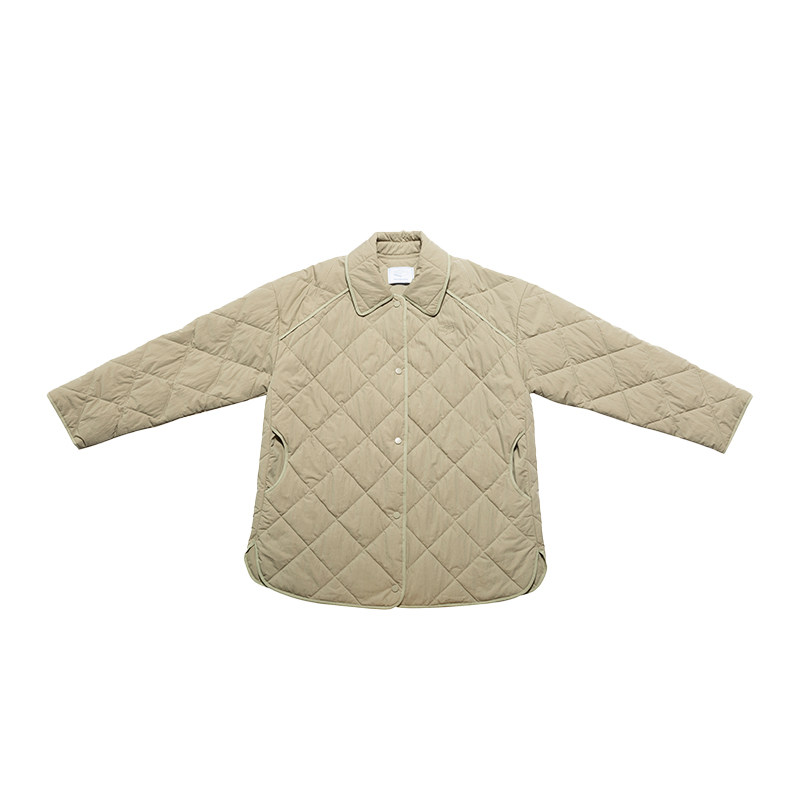basicshenshen复古绗格棉服宽松