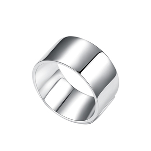 999纯银光面宽版戒指男女情侣款中食指足银开口指环时尚个性简约