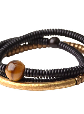 曲尾花原创设计女多层铜珠手串