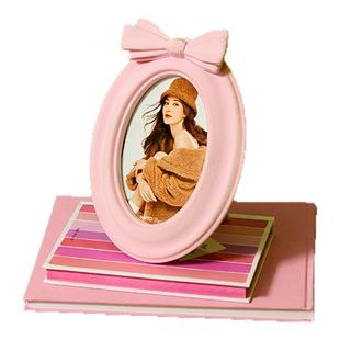 HIMORE海马体粉色蝴蝶结植绒6寸相框写真照片家居装饰摆件礼物