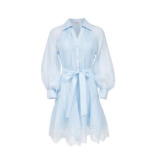 绫致Vero Moda连衣裙25秋冬新纯色同料腰带蕾丝高腰短裙灵动浪漫