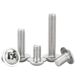 304不锈钢圆头带垫螺丝 十字槽半圆头带介螺丝钉 M3M4M5M6 DIN967
