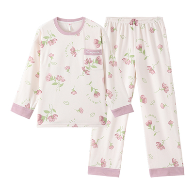 保暖长袖睡衣套装女德绒国风春天