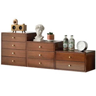 实木整装桌面收纳柜现代简约风桌上卧室收纳盒化妆品抽屉式小柜子