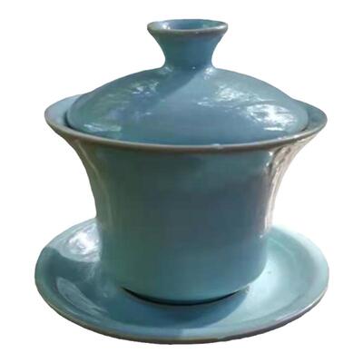 限量红章 非遗手工窑口朱法喜高端汝瓷盖碗 朱家汝窑马蹄盖碗单个