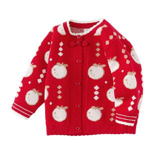 巴拉巴拉童装儿童毛衣婴儿毛衫春秋装宝宝开衫小童红色