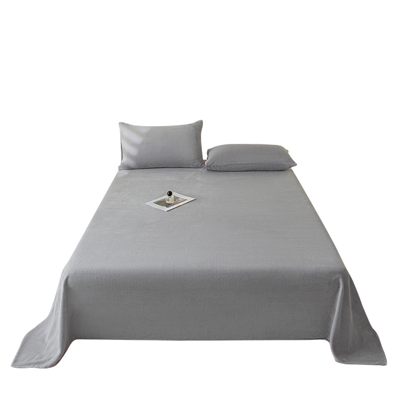石英灰色A类牛奶绒床单单件银灰色冬季珊瑚绒被单法兰绒保暖炕单