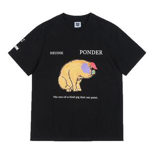Neuink猪加索联名新款美式滑板街头印花宽松百搭短袖T恤男女同款