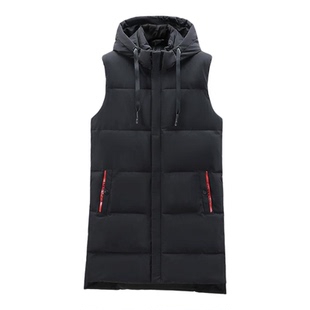 马甲男冬季外套潮流青少年学生加厚棉衣无袖坎肩中长款羽绒棉马夹