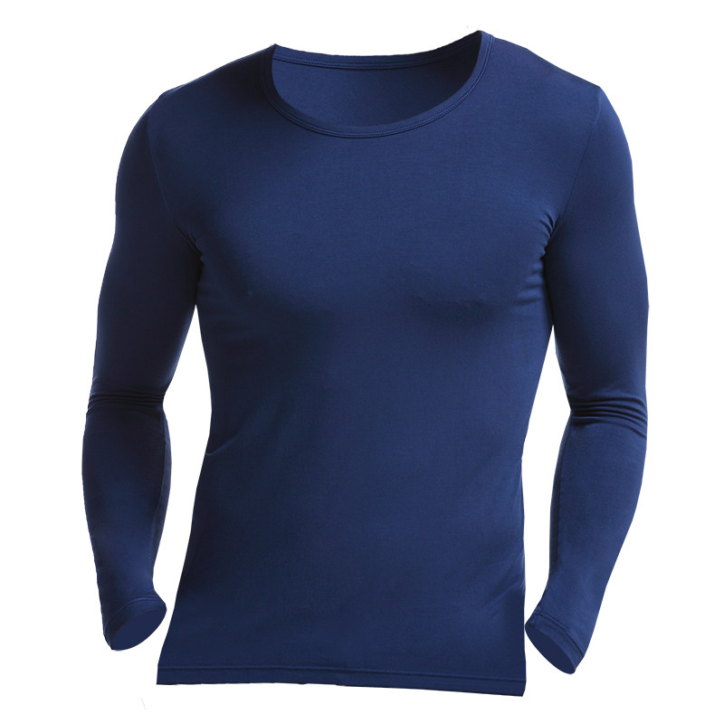 男士莫代尔秋衣单件秋冬薄款保暖上衣圆领基础内衣修身长袖打底衫