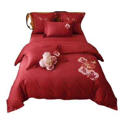 婚庆长绒棉刺绣全棉四件套