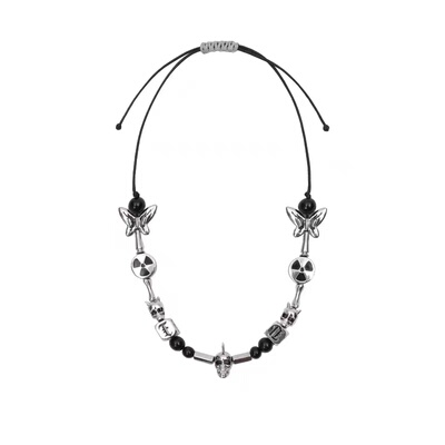 联名系列朋克骷髅蝴蝶珍珠项链