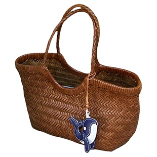 本初与象沫宝家原创定制款头层牛皮编织托特包单肩女法式小清新软