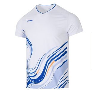 李宁男女款羽毛球服国青队大赛服球迷版专业比赛短袖上衣AAYW045