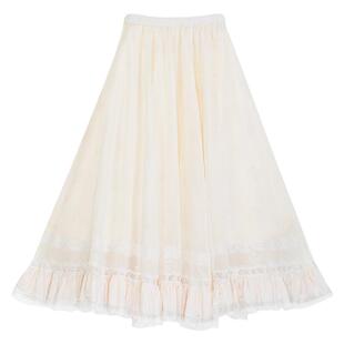 梦境盈柔丨一城风絮丨百搭绣花蕾丝边复古原创款民国西式半裙