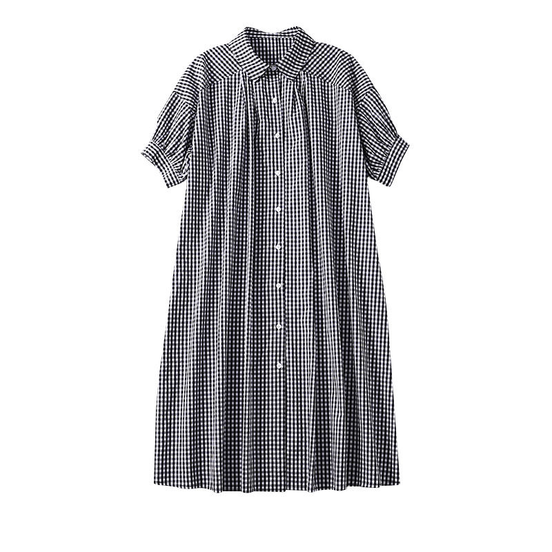 孕妇翻领格纹连衣裙夏季款衬衫裙