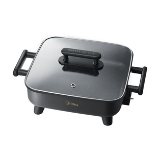 美的电热锅电火锅烧烤二合一涮烤一体锅家用多功能电煮锅炒煎不粘