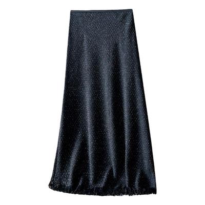 小香风松紧腰半身裙A字裙粗花呢