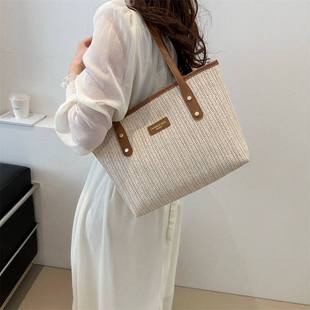 大容量 草编包小众设计感单肩包百搭编织托特包夏季 新品 简约时尚