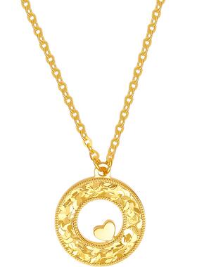 周六福520圆环爱心项链女5点20分链坠S925银黄金色节日礼物