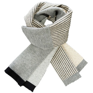 Commensal Botane 条纹双面拼色围巾保暖柔软针织仿羊毛男女百搭