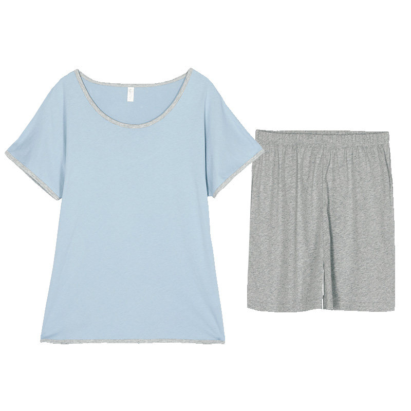2026年新款简约纯色夏季女学生睡衣女短袖短裤少女纯棉家居服套装