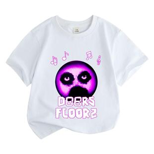 Roblox doors卡通游戏周边逃离大门男女孩子儿童上衣棉t恤衫衣服