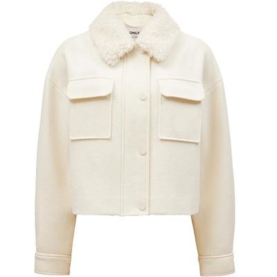 ONLY100%绵羊毛纯色短款毛呢大衣