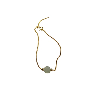 TYUSHA温柔高级感/天然和田玉手链女可调节14K包金轻奢简约不褪色