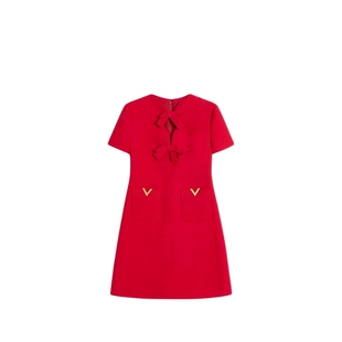 [季末优惠][礼物]华伦天奴VALENTINO女士CREPE COUTURE短款连衣裙