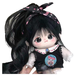 棉花娃娃假发长头发20cm男女玩偶裸娃马尾套装高温丝牛奶丝水母头